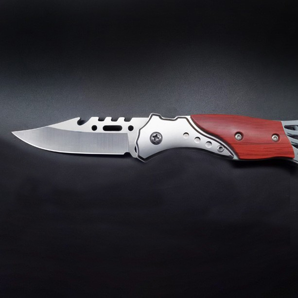 Mini knife self-defense portable knife outdoor camping fruit knife colorful wood pocket pocket knife stall small commodity