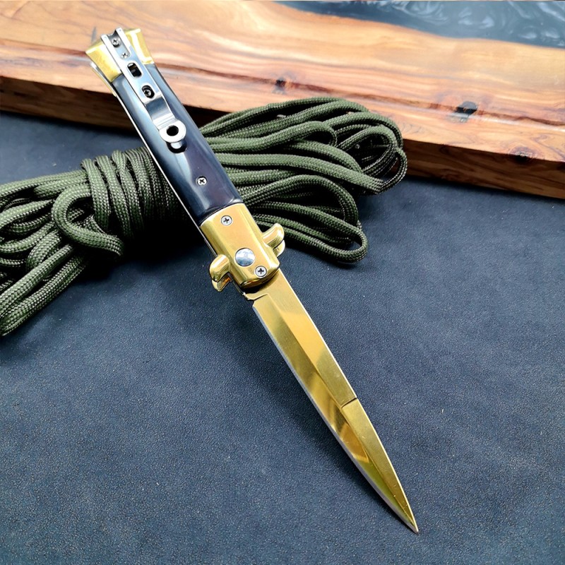 Mafia Stainless Steel Knife Outdoor Household Fruit Knife Self-Defense Field Tactical Knife Exquisite Fruit Small Folding Knife