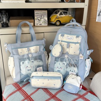 حقيبة ألم شفافة لطلاب المدارس الثانوية الابتدائية الإناث, لطيف على الطراز الياباني مزدوج الكتف حقيبة ألم, حقيبة ظهر سفر الطالب سعة كبيرة, خفيفة الوزن