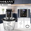 SOKANY عبر الحدود المحلية 3L مفرمة اللحوم الحاويات الزجاجية متعددة الوظائف الرقمية عرض توقيت ذكي وظيفة تغيير السرعة