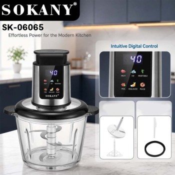 SOKANY عبر الحدود المحلية 3L مفرمة اللحوم الحاويات الزجاجية متعددة الوظائف الرقمية عرض توقيت ذكي وظيفة تغيير السرعة