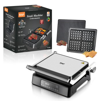 European and British Standard Cross-Border Two-In-One Steak Maker, Sandwich Maker, Waffle Maker with Detachable Smart Display for Breakfast