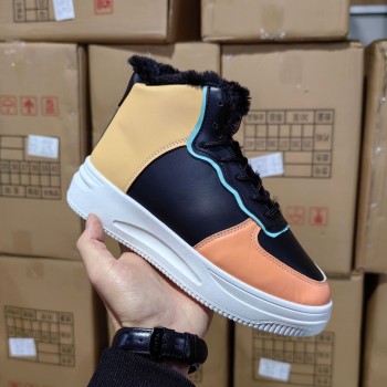 High-Top Shoes for Women 2024 New Autumn and Winter Cotton Shoes Korean Style Versatile Sports and Leisure Women’s Shoes Fleece-Lined Shoes Street Stall Shoes