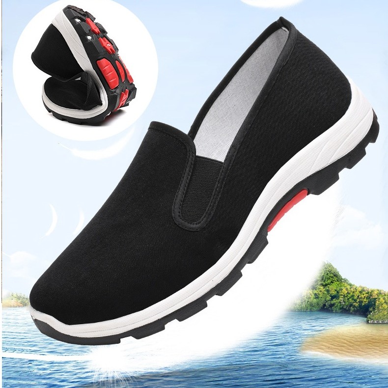 أحذية قماشية سوداء مسامية للربيع والخريف