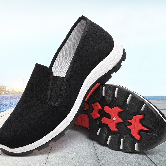 أحذية قماشية سوداء مسامية للربيع والخريف